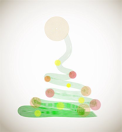 simsearch:400-05710794,k - Christmas tree with ornaments, xmas card. Vector illustration Foto de stock - Super Valor sin royalties y Suscripción, Código: 400-04733431