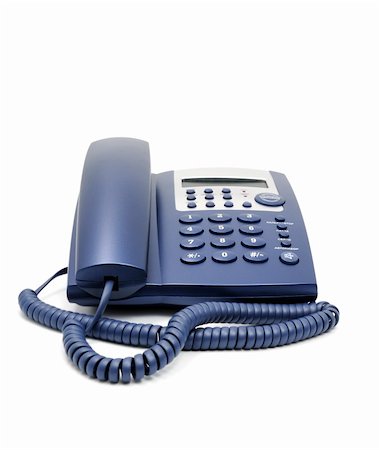 simsearch:400-07038627,k - Modern blue business office telephone isolated on a white background. Fotografie stock - Microstock e Abbonamento, Codice: 400-04733575