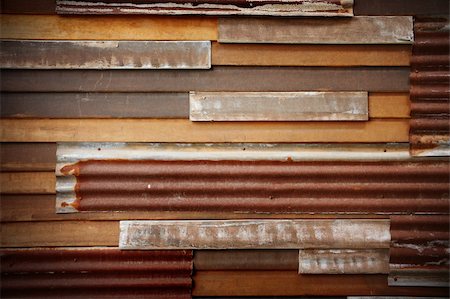 old wood wall with zinc sheet Stock Photo - Budget Royalty-Free & Subscription, Code: 400-04733725