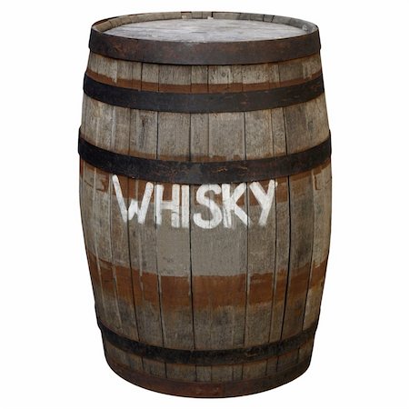 Old wooden barrel cask for whisky or beer or wine - isolated over white background Stock Photo - Budget Royalty-Free & Subscription, Code: 400-04733733