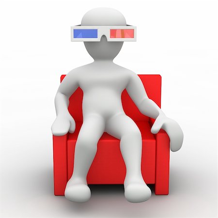 3d image, 3d movie guy looking red couch Stock Photo - Budget Royalty-Free & Subscription, Code: 400-04733843