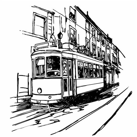 Vector illustration of a typical tramway  in Lisbon - Portugal Stock Photo - Budget Royalty-Free & Subscription, Code: 400-04744147