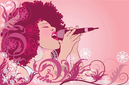 Vector illustration of an Afro American jazz singer on floral background Stock Photo - Budget Royalty-Free & Subscription, Code: 400-04744151