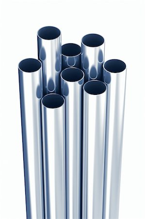 Metal pipes with blue tint over white background Stock Photo - Budget Royalty-Free & Subscription, Code: 400-04744372