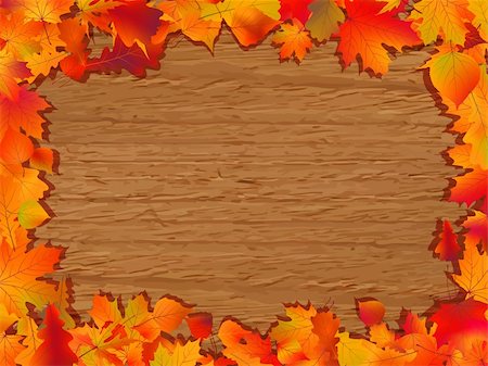 simsearch:400-07675553,k - Autumn background with colored leaves on wooden board. EPS 8 vector file included Stock Photo - Budget Royalty-Free & Subscription, Code: 400-04744574