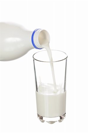 To pour milk from a bottle in a glass isolated on white background Stock Photo - Budget Royalty-Free & Subscription, Code: 400-04744814