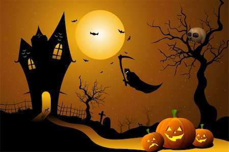 simsearch:400-09081867,k - illustration of ghost flying in halloween night Fotografie stock - Microstock e Abbonamento, Codice: 400-04744906