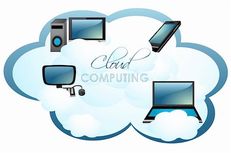 simsearch:400-04122568,k - illustration of computers on cloud Fotografie stock - Microstock e Abbonamento, Codice: 400-04744935