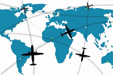 simsearch:400-06084560,k - illustration of airline route on world map Stock Photo - Budget Royalty-Free & Subscription, Code: 400-04744970