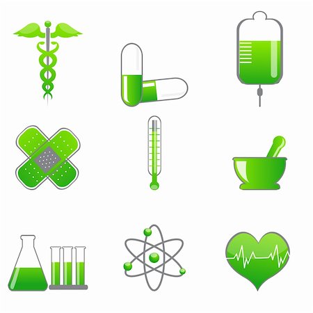 illustration of set of medical icons on isolated background Stock Photo - Budget Royalty-Free & Subscription, Code: 400-04745005