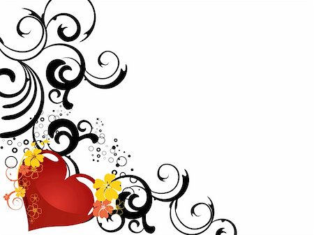 simsearch:400-04745515,k - vector eps10 illustration of a red heart on a floral background Foto de stock - Super Valor sin royalties y Suscripción, Código: 400-04745513