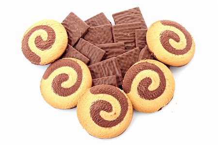 simsearch:400-04745852,k - Chocolate cookies isolated on white Foto de stock - Royalty-Free Super Valor e Assinatura, Número: 400-04745856