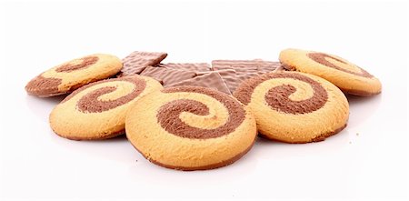 simsearch:400-04745852,k - Chocolate cookies isolated on white Foto de stock - Royalty-Free Super Valor e Assinatura, Número: 400-04745857
