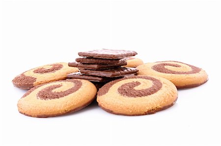 simsearch:400-04745852,k - Chocolate cookies isolated on white Foto de stock - Royalty-Free Super Valor e Assinatura, Número: 400-04745858