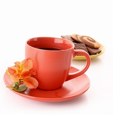 simsearch:400-04745852,k - cup of coffee and cookies isolated on white Foto de stock - Royalty-Free Super Valor e Assinatura, Número: 400-04745852