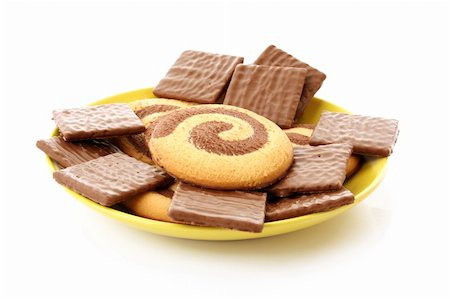 simsearch:400-04745852,k - Chocolate cookies isolated on white Foto de stock - Royalty-Free Super Valor e Assinatura, Número: 400-04745866