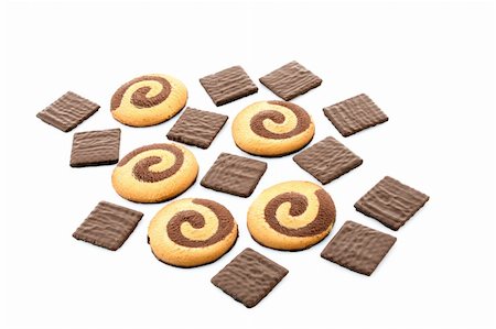 simsearch:400-04745852,k - Chocolate cookies isolated on white Foto de stock - Royalty-Free Super Valor e Assinatura, Número: 400-04745860