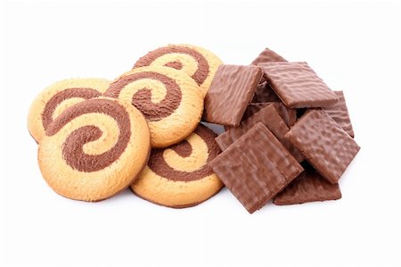 simsearch:400-04745852,k - Chocolate cookies isolated on white Foto de stock - Royalty-Free Super Valor e Assinatura, Número: 400-04745863