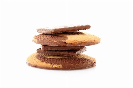 simsearch:400-04745852,k - Chocolate cookies isolated on white Foto de stock - Royalty-Free Super Valor e Assinatura, Número: 400-04745881