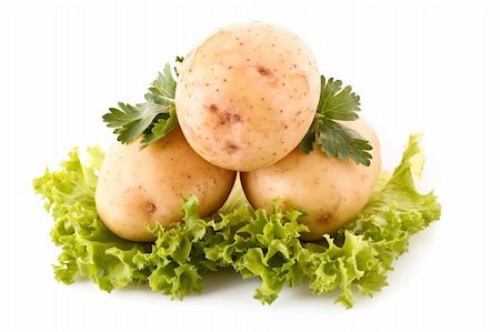 simsearch:400-06104080,k - Potatoes with green salad isolated on white Stock Photo - Budget Royalty-Free & Subscription, Code: 400-04745932