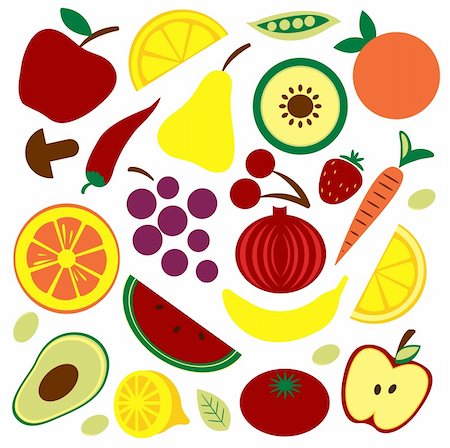 A pattern made of fresh fruit and vegetables Stock Photo - Budget Royalty-Free & Subscription, Code: 400-04746367