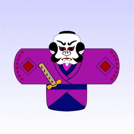 simsearch:400-07417999,k - vector japanese cartoon samurai with a sword Stock Photo - Budget Royalty-Free & Subscription, Code: 400-04746457