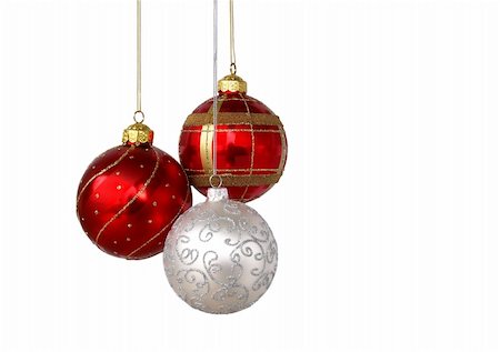 simsearch:400-04776548,k - Christmas tree ornaments hanging, isolated on white background Stock Photo - Budget Royalty-Free & Subscription, Code: 400-04746608