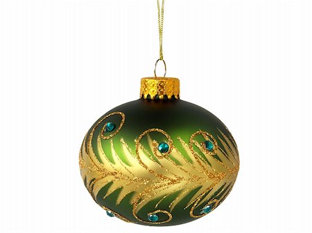 Green Christmas ball isolated on white background Photographie de stock - Aubaine LD & Abonnement, Code: 400-04746603