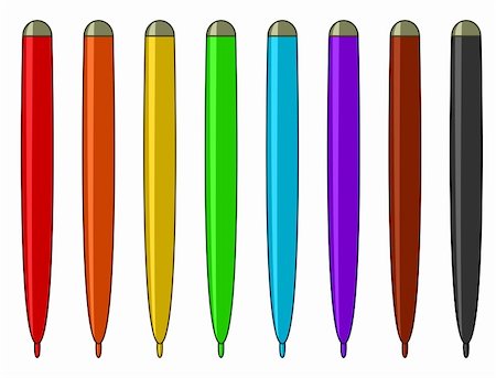 simsearch:400-05044785,k - Set of eight multi-coloured felt-tip pens: six colours of a rainbow, brown and black Stockbilder - Microstock & Abonnement, Bildnummer: 400-04747118