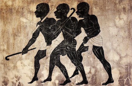 simsearch:400-04669394,k - Ancient art - image of the three hunters in primitive style like mural painting Stock Photo - Budget Royalty-Free & Subscription, Code: 400-04747725