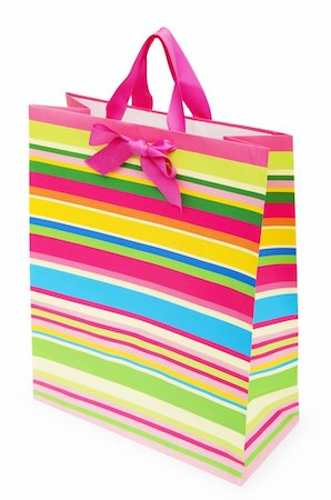 simsearch:400-05072969,k - Striped gift bag isolated on the white background Stock Photo - Budget Royalty-Free & Subscription, Code: 400-04748135