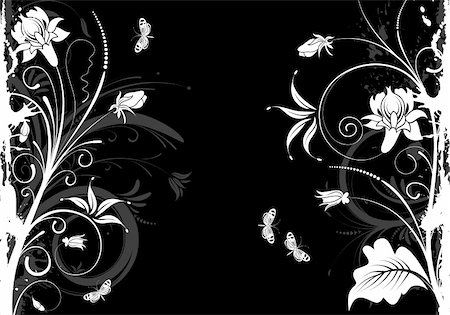 simsearch:400-04869919,k - Grunge floral frame with butterfly, element for design, vector illustration Stock Photo - Budget Royalty-Free & Subscription, Code: 400-04748180