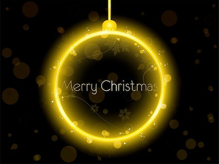 simsearch:400-06473585,k - Vector - Golden Neon Christmas Ball on Black Background Fotografie stock - Microstock e Abbonamento, Codice: 400-04748423