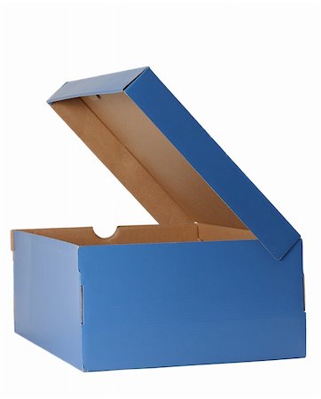 footwear packaging - nice blue cardboard shoe box, isolated on white background Stock Photo - Budget Royalty-Free & Subscription, Code: 400-04748487