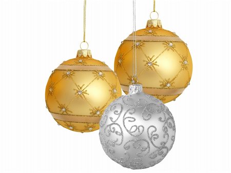 simsearch:400-04776548,k - Christmas tree ornaments hanging, isolated on white background Stock Photo - Budget Royalty-Free & Subscription, Code: 400-04748505