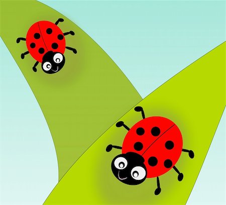 Two cute ladybugs on green leaves. Stock Photo - Budget Royalty-Free & Subscription, Code: 400-04748550