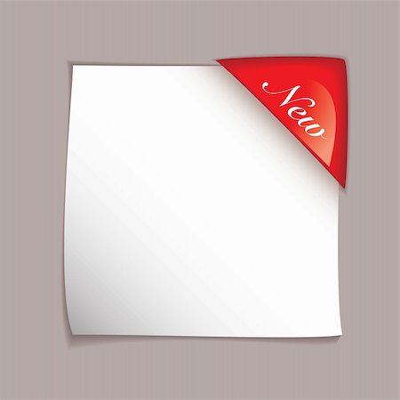White square paper element with red corner tag and shadow Fotografie stock - Microstock e Abbonamento, Codice: 400-04748751