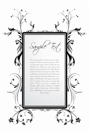 flower and swirl borders - illustration of sample text in floral frame Stock Photo - Budget Royalty-Free & Subscription, Code: 400-04748798