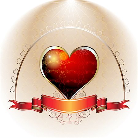 simsearch:400-04307995,k - valentine design; shiny red heart with ribbon Fotografie stock - Microstock e Abbonamento, Codice: 400-04749094