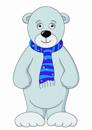 simsearch:400-07245107,k - Teddy-bear in scarf standing and smiling. Children's toy, isolated Photographie de stock - Aubaine LD & Abonnement, Code: 400-04749209
