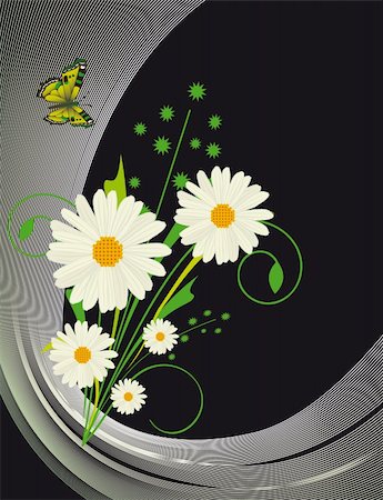 Abstract background with daisies and butterflies. Vector illustration. Vector art in Adobe illustrator EPS format, compressed in a zip file. The different graphics are all on separate layers so they can easily be moved or edited individually. The document can be scaled to any size without loss of quality. Stock Photo - Budget Royalty-Free & Subscription, Code: 400-04749773