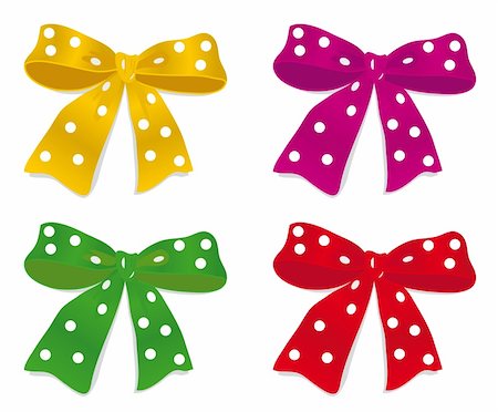 A set of colorful bows. Vector illustration. Vector art in Adobe illustrator EPS format, compressed in a zip file. The different graphics are all on separate layers so they can easily be moved or edited individually. The document can be scaled to any size without loss of quality. Stock Photo - Budget Royalty-Free & Subscription, Code: 400-04740183
