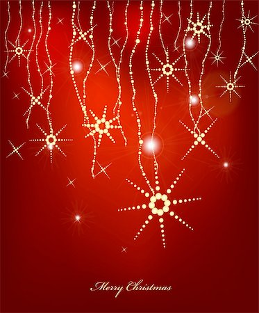 red christmas invitation - Red Abstract Christmas card with gold snow flakes. Vector illustration Stock Photo - Budget Royalty-Free & Subscription, Code: 400-04740200