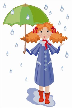 puddle in the rain - Girl in the blue coat, with umbrella under the rain. Stock Photo - Budget Royalty-Free & Subscription, Code: 400-04740529