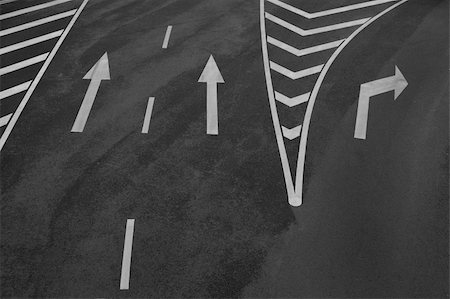 road line marking - Arrow signs and other markings on asphalt Stock Photo - Budget Royalty-Free & Subscription, Code: 400-04740553