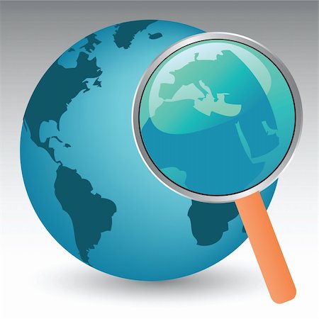 vector illustration of the planet earth under magnifier Stock Photo - Budget Royalty-Free & Subscription, Code: 400-04741095