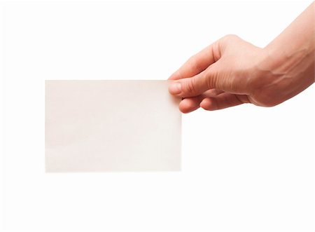 simsearch:400-06137807,k - hand holding white empty paper isolate on white Foto de stock - Super Valor sin royalties y Suscripción, Código: 400-04741135