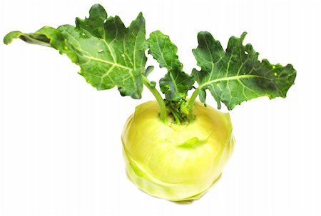 green kohlrabi cabbage isolated on white background Stockbilder - Microstock & Abonnement, Bildnummer: 400-04741157