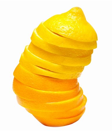 simsearch:400-04892460,k - orange with lemon cut with segments on white background Stock Photo - Budget Royalty-Free & Subscription, Code: 400-04741152