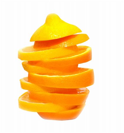 simsearch:400-04892460,k - orange with lemon cut with segments on white background Stock Photo - Budget Royalty-Free & Subscription, Code: 400-04741153